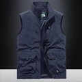 Quick-dry outdoor fishing vest in navy blue with multi-pockets and mesh lining - 3XL / Dark Blue