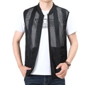 Men's lightweight black mesh vest with zipper and breathable fabric for summer - S / Black