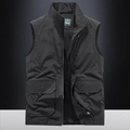 Men's outdoor quick-dry fishing vest with multi-pockets and breathable mesh lining - 3XL / Black
