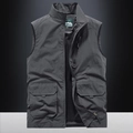 Outdoor quick-dry vest in dark grey with multi-pockets and mesh lining for fishing - 3XL / Gray