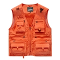 Men's bright orange mesh quick-dry outdoor vest with multi-pocket design for fishing - Orange