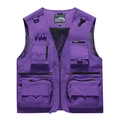 Purple multi-pocket tactical fishing vest with breathable mesh back and D-ring hooks - Dark Purple