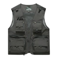 Dark grey quick-dry outdoor vest with multiple utility pockets and mesh lining in size M - Dark Gray