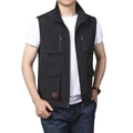 Men's outdoor multi-pocket casual fishing vest in black with a stand-up collar - M / Black (No Logo)