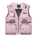 Pink multi-pocket outdoor mesh vest for fishing and photography, quick-dry functional design - Light Pink