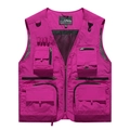 Outdoor fishing vest in deep pink with multiple utility pockets and breathable mesh lining - Magenta