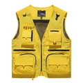 Bright yellow multi-pocket quick-dry vest with breathable mesh lining for fishing and photography - Bright Yellow
