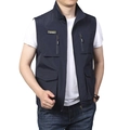 Gilet multitasche da uomo blu scuro con chiusura a zip e toppa decorativa outdoor - Taglia M / Etichettato Blu