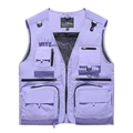 Lavender purple multi-pocket outdoor mesh vest for fishing and photography in size M - Light Purple