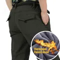 Men's olive green outdoor pants with fleece lining for warmth and multiple pockets - M (Approx. 57kg) / Fleece Army Green