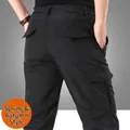 Men's black outdoor tactical pants with multiple cargo pockets and straight leg fit - M (Approx. 57kg) / Spring/Autumn Medium Thick Black