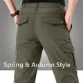 Men's tactical army green cargo pants with multiple pockets and weather-resistant fabric - M / Spring/Autumn Mid-weight / Army Green
