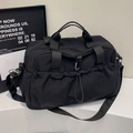 Borsa da viaggio grande nera con doppi manici e tracolla regolabile per lo sport e la palestra - Nero