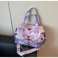 Close-up of lavender waterproof nylon gym bag with drawstring and breathable mesh pocket - Purple