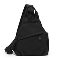 Dettaglio borsa a tracolla in nylon nero con silhouette a triangolo e cinghia regolabile - Nero