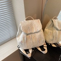 Zaino bianco con monogramma, ricami a onde colorate e tessuto con texture fitta - Bianco Grande