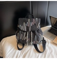 Black quilted nylon backpack with colorful wave embroidery and adjustable straps - Black Small