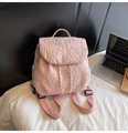 Pink quilted backpack with colorful wave embroidery and adjustable straps for women - Pink Small