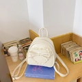 Schicker cremeweißer PU-Leder-Minirucksack mit Herzspitze und Schleifendekoration - Weiß