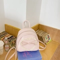 Kleiner rosa Rucksack aus Kunstleder mit Herz-Spitze und schöner Schleife für Damen - Rosa