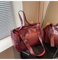 Burgunderfarbene gewebte Reisetasche mit großem Fassungsvermögen und verstellbarem Riemen - Rot