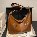 Vintage brown leather crescent bag in a premium gift box with adjustable shoulder strap - Brown
