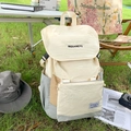 Sac à dos en toile de plein air avec design patchwork beige et kaki pour voyage - Gris