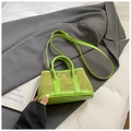 Bright green suede and faux leather mini tote bag with dual handles and crossbody strap - Small Green