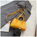 Bright yellow bucket bag in suede and leather mix with dual handles and crossbody strap - Small Yellow
