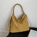 Fashionable ginger yellow faux suede tote bag with stylish double shoulder straps - Yellow