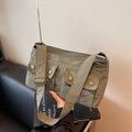 Versatile nylon crossbody bag in olive green with functional pockets and wide strap - Green
