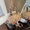 Chic beige crossbody square bag with SJCHAO floral jacquard straps and double zipper - Off White