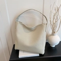 Borsa tote beige minimalista in feltro di alta qualità per il pendolarismo quotidiano - Bianco Sporco