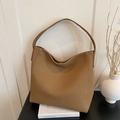 Retro caramel brown soft tote bag with wide shoulder strap and large capacity - Brown