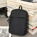 Sac bandoulière en nylon noir imperméable avec double fermeture pour sport et gym - Noir Grand
