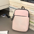 Sac bandoulière en toile rose avec double fermeture éclair et boucle noire de sport - Rose Grand