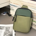 Sac de poitrine bicolore vert olive en nylon avec grande capacité et fermetures éclair - Vert Armée Grand