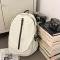 Minimalist cream white travel backpack with black waterproof zippers for school and travel - Off White