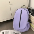 Minimalist light purple travel backpack with waterproof zipper and side pockets - Purple
