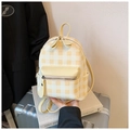Mini yellow gingham backpack for women with leather texture and stylish checkered pattern - Yellow