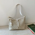 Borsa a secchiello chic bianco crema con graziosi motivi di cani e fiocchi da donna - Bianco Sporco