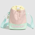 Sac seau japonais à cordon coulissant aux tons rose pastel, vert menthe et jaune pâle - Rose