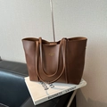Borsa tote classica marron scuro in stile vintage con grande capienza e doppi manici - Marrone