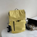 Bright yellow nylon waterproof backpack with top flap and vertical zipper pocket - No Pendant / Yellow