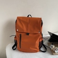 Vibrant orange nylon backpack with flap closure and black mesh side pockets for daily use - No Pendant / Brown