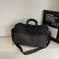 Sac de sport noir grande capacité avec motif à carreaux blancs et bandoulière - Noir