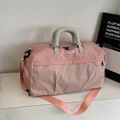 Grand sac de voyage rose avec broderie NINGJIA et détails à carreaux blancs - Rose