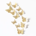 3D hollow gold butterfly wall stickers with metallic finish for home party decoration - Pack (12 Units) / Mirror Gold