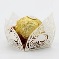 White laser cut paper wedding candy wrapper with elegant hollowed-out rose patterns - Ivory