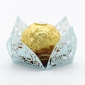 Light blue laser-cut paper chocolate wrapper with elegant rose pattern for weddings - Pearl Pale Blue